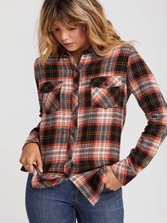 Getting Rad Plaid Long Sleeve Flannel - Black Plaid