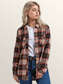 Getting Rad Plaid Long Sleeve Flannel - Black Plaid