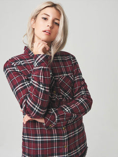 Plaid About You Shirt - Burgundy