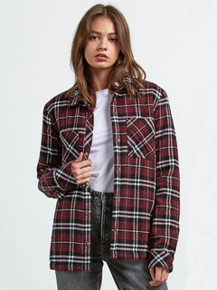 Plaid About You Shirt - Burgundy